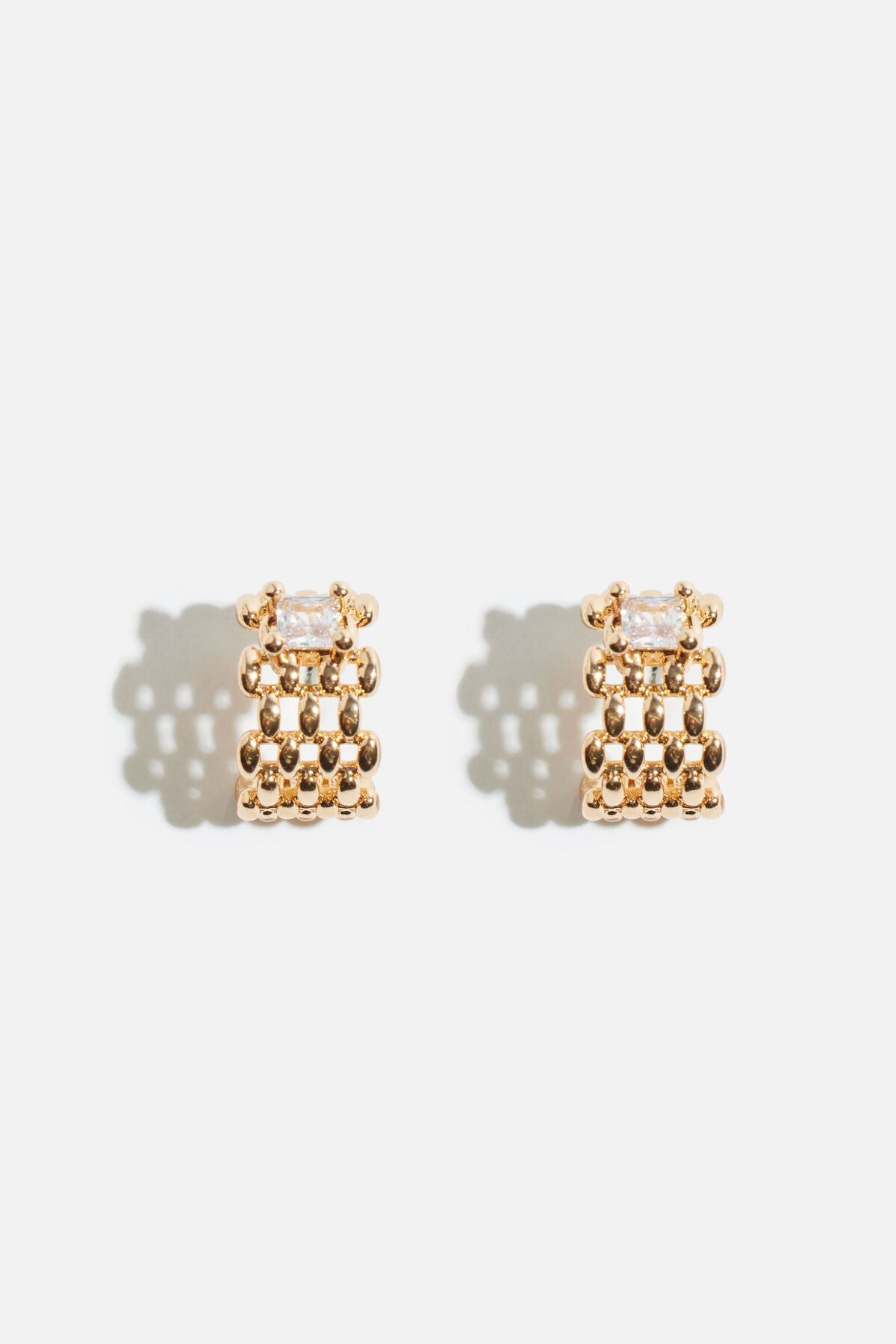 Boucles d'oreilles mini-chaînes à pierres précieuses