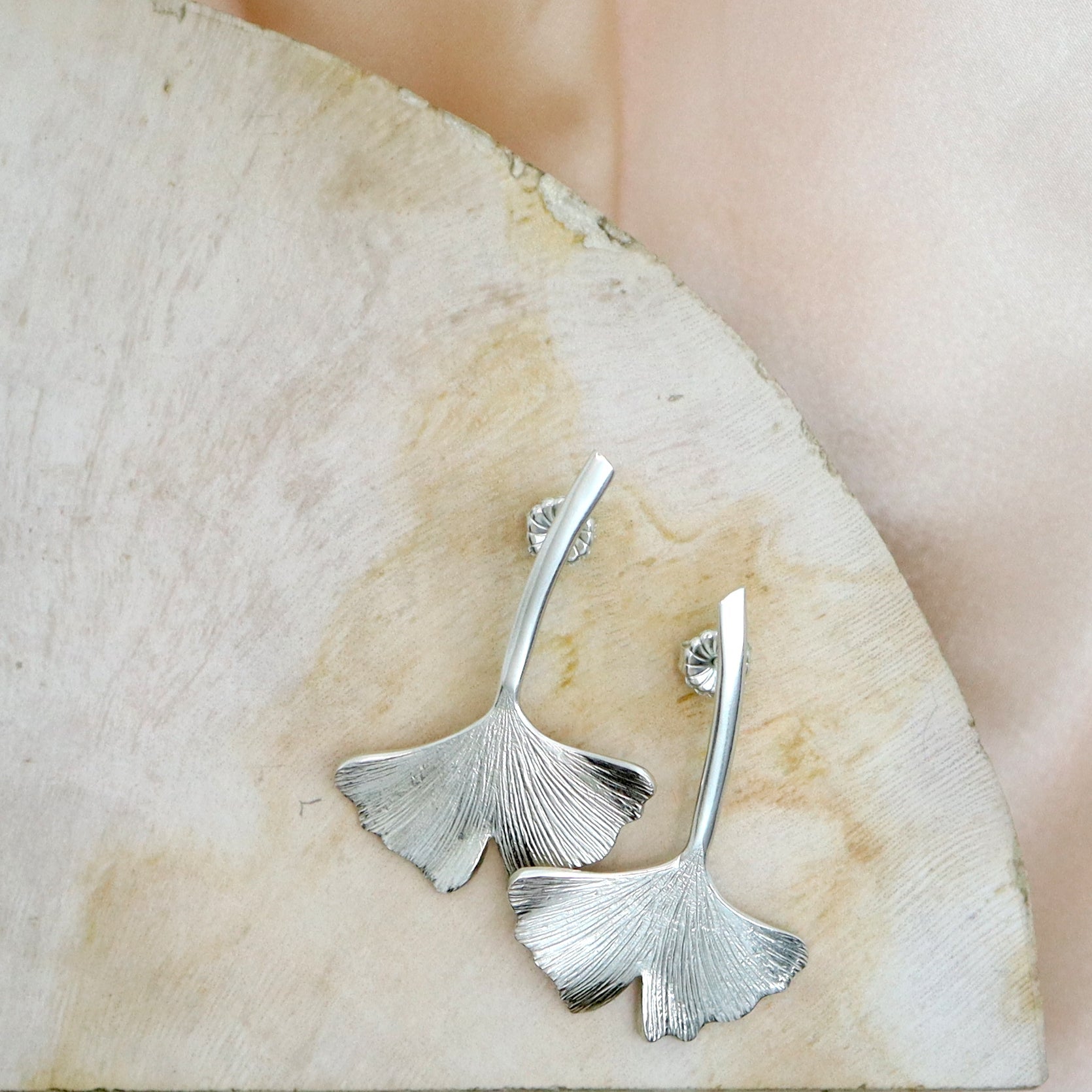 Ginkgo Drop Stud Earrings - Large