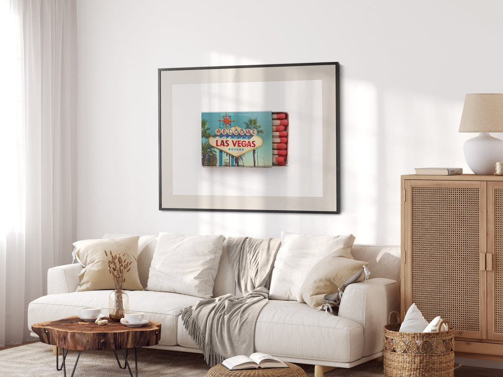 Las Vegas Welcome Sign Matchbox Print – Retro Travel Wall Art Poster