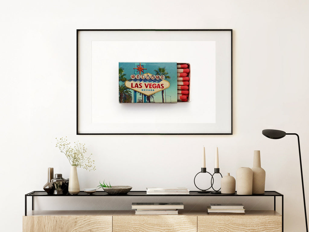 Las Vegas Welcome Sign Matchbox Print – Retro Travel Wall Art Poster