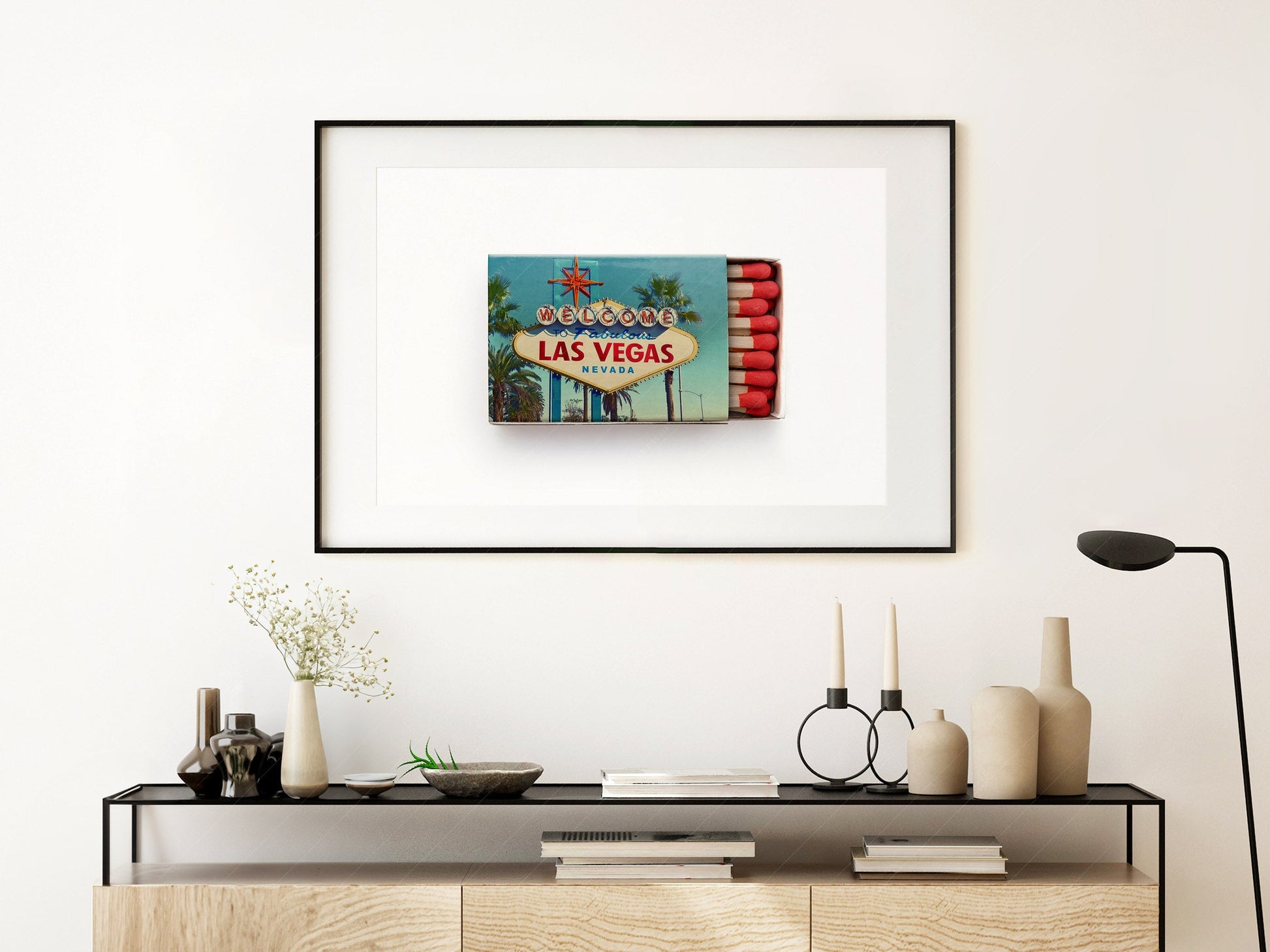 Las Vegas Welcome Sign Matchbox Print – Retro Travel Wall Art Poster