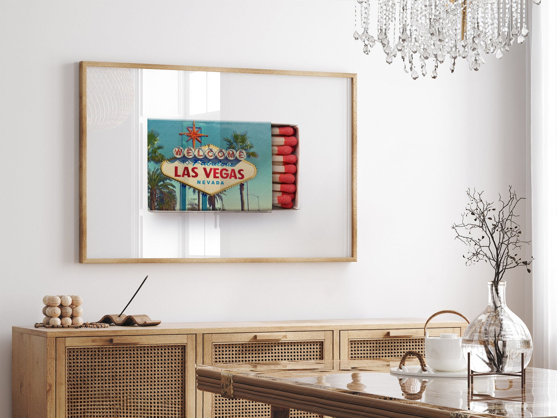 Las Vegas Welcome Sign Matchbox Print – Retro Travel Wall Art Poster
