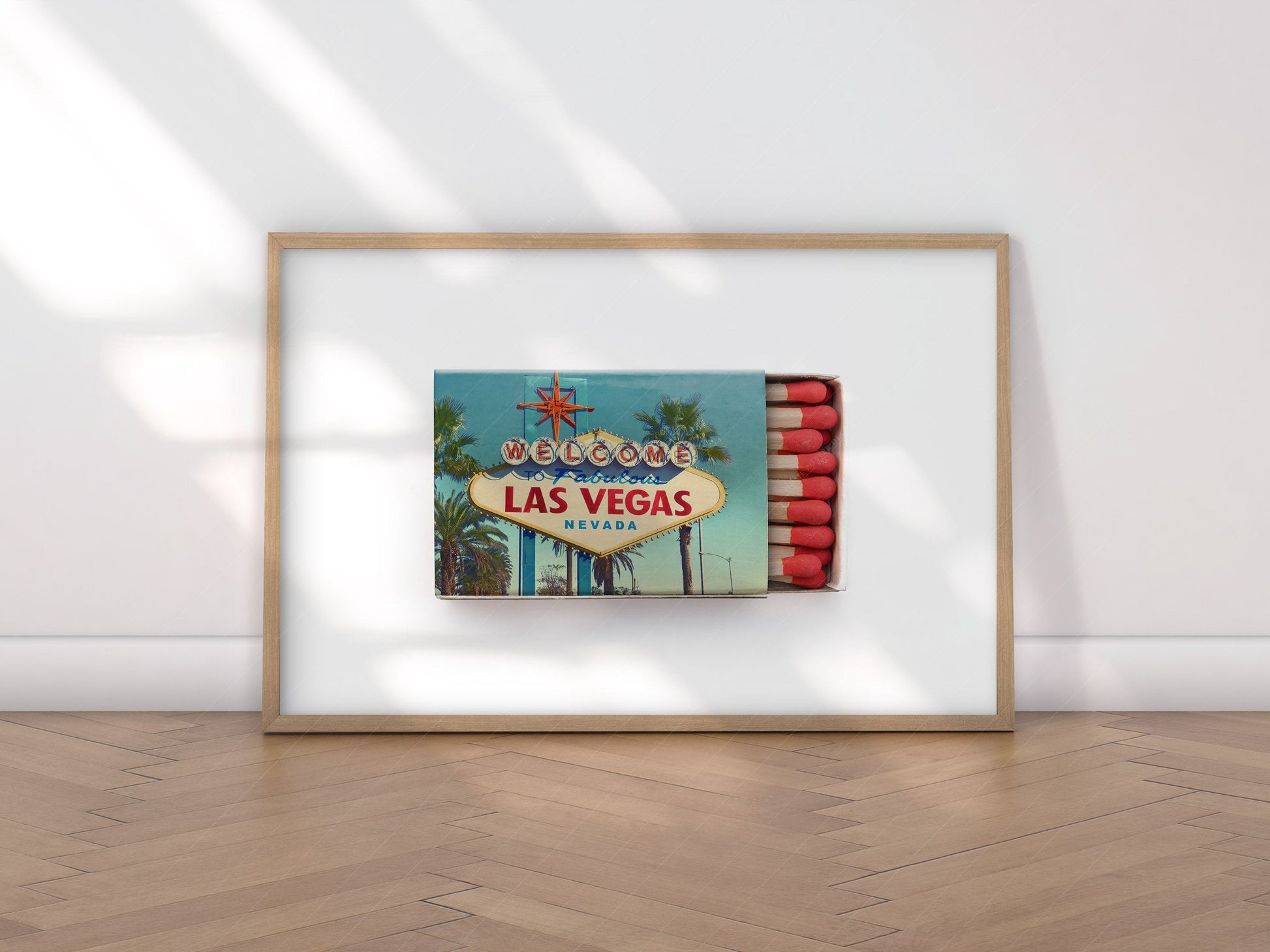 Las Vegas Welcome Sign Matchbox Print – Retro Travel Wall Art Poster