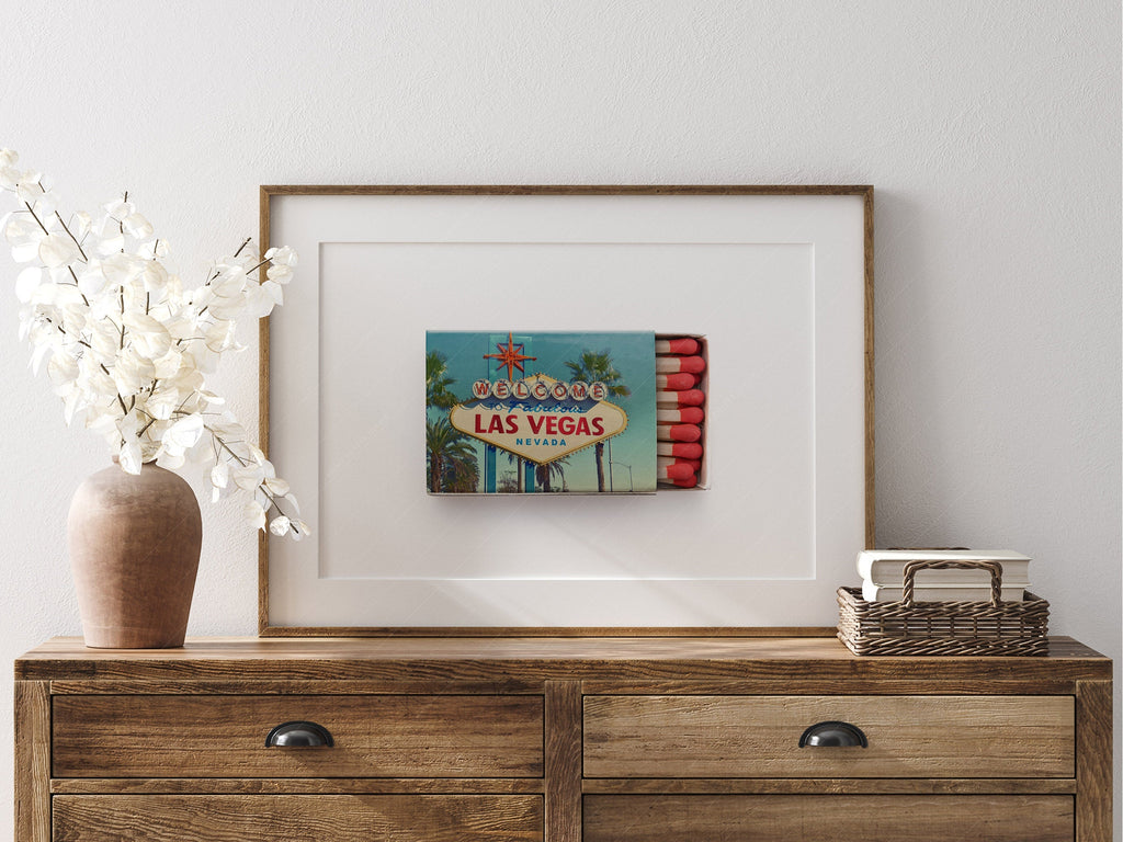 Las Vegas Welcome Sign Matchbox Print – Retro Travel Wall Art Poster