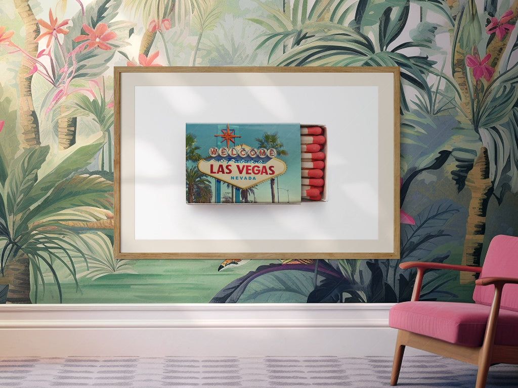 Las Vegas Welcome Sign Matchbox Print – Retro Travel Wall Art Poster
