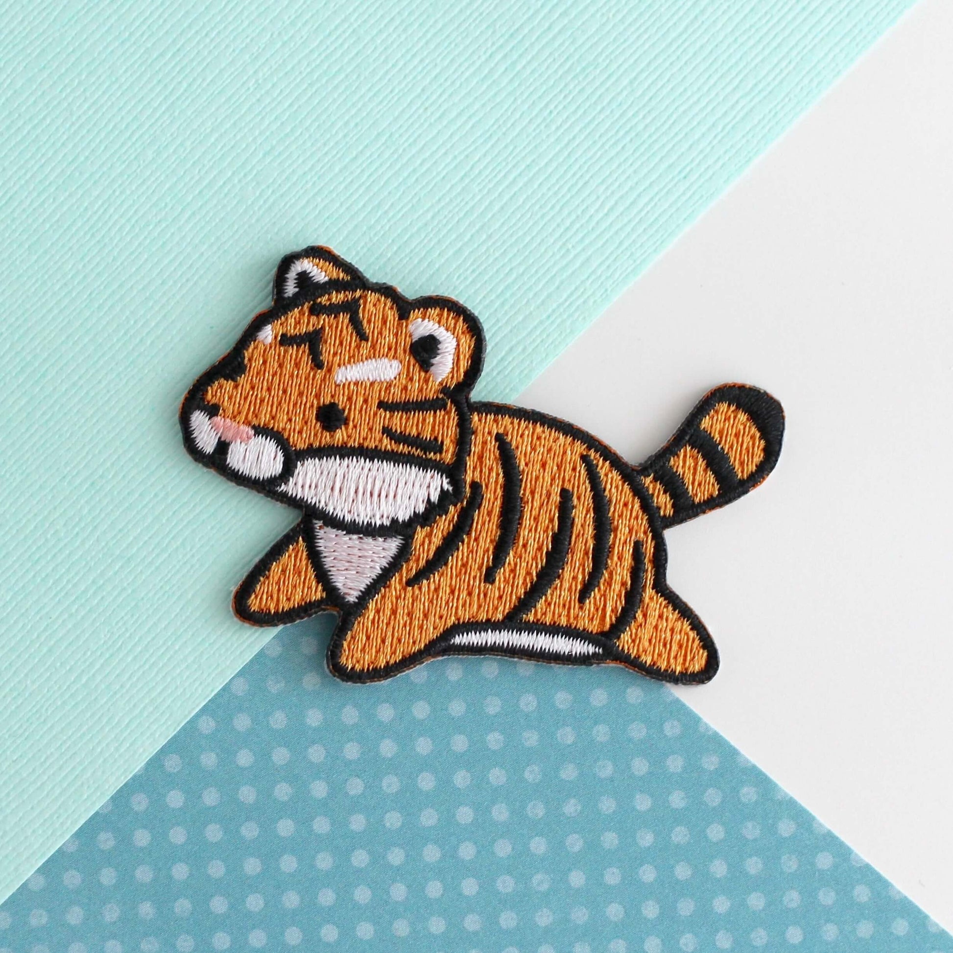 Leaping Tiger Embroidered Iron-On Patch