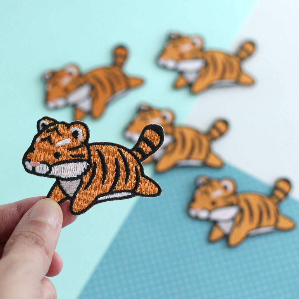Leaping Tiger Embroidered Iron-On Patch