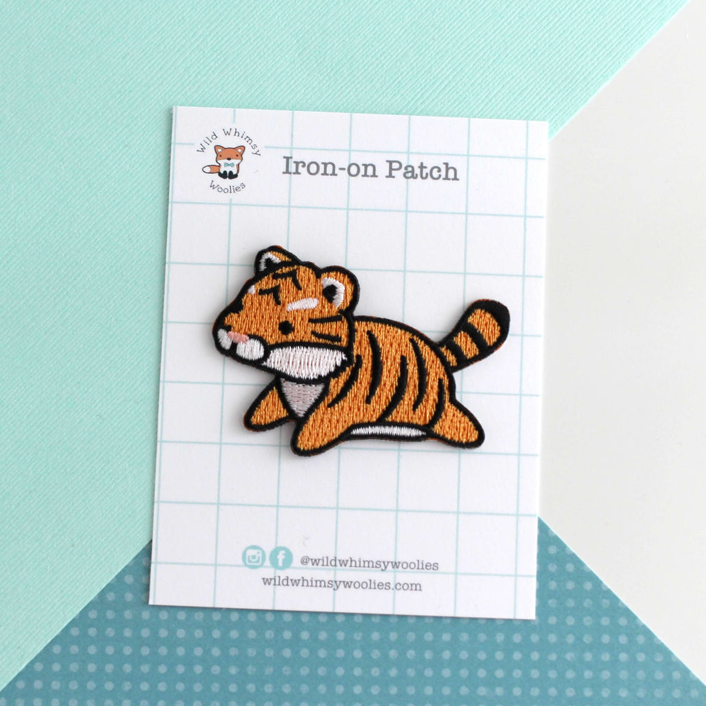 Leaping Tiger Embroidered Iron-On Patch