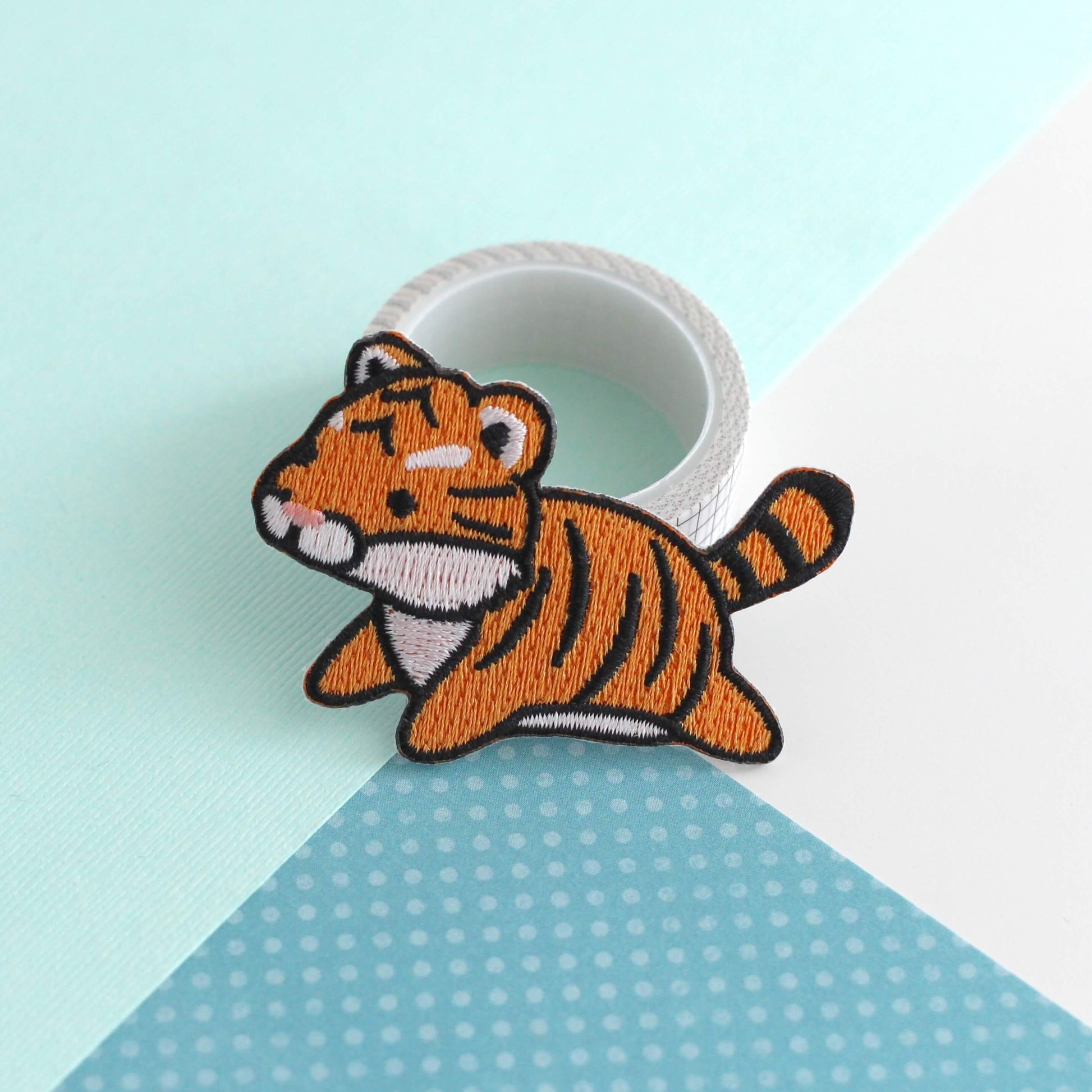 Leaping Tiger Embroidered Iron-On Patch