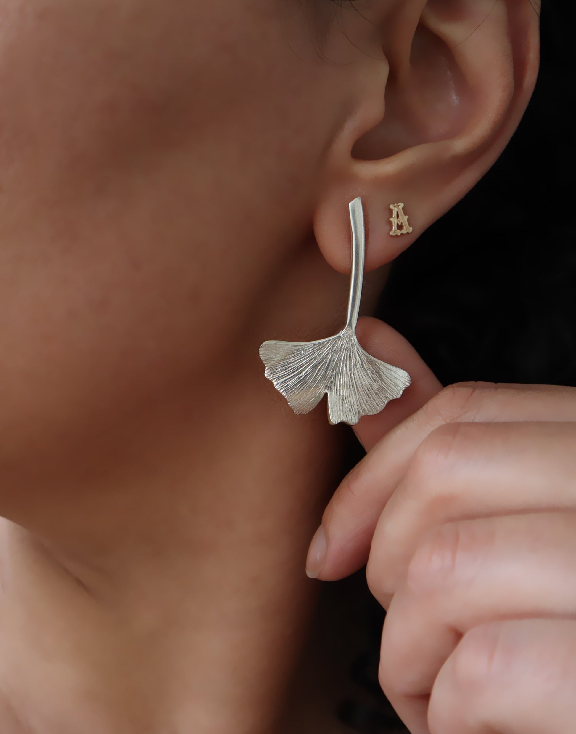 Collection Ginkgo - Grandes boucles d'oreilles pendantes Ginkgo