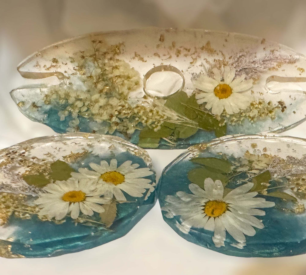 Coffret à verres à vin avec 2 sous-verres en résine