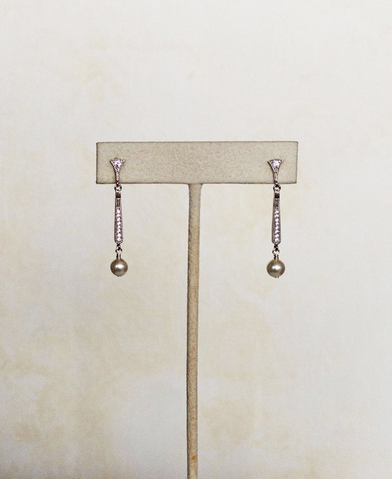 LiWei crystal & pearl Art Deco earrings