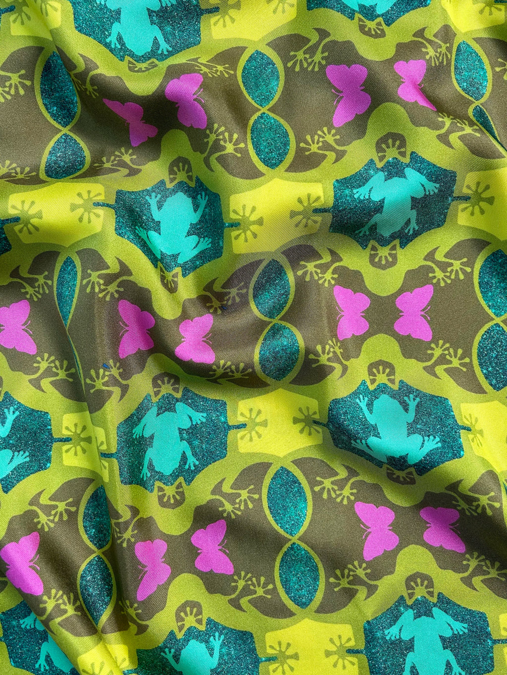 caftan en soie émeraude Lizard Lounge 