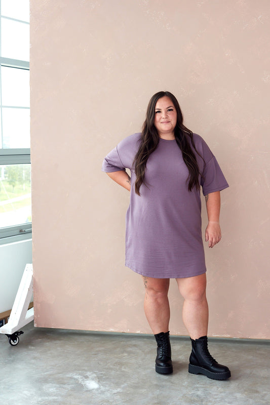 Relaxed Three-Quarter Dress in Fog
