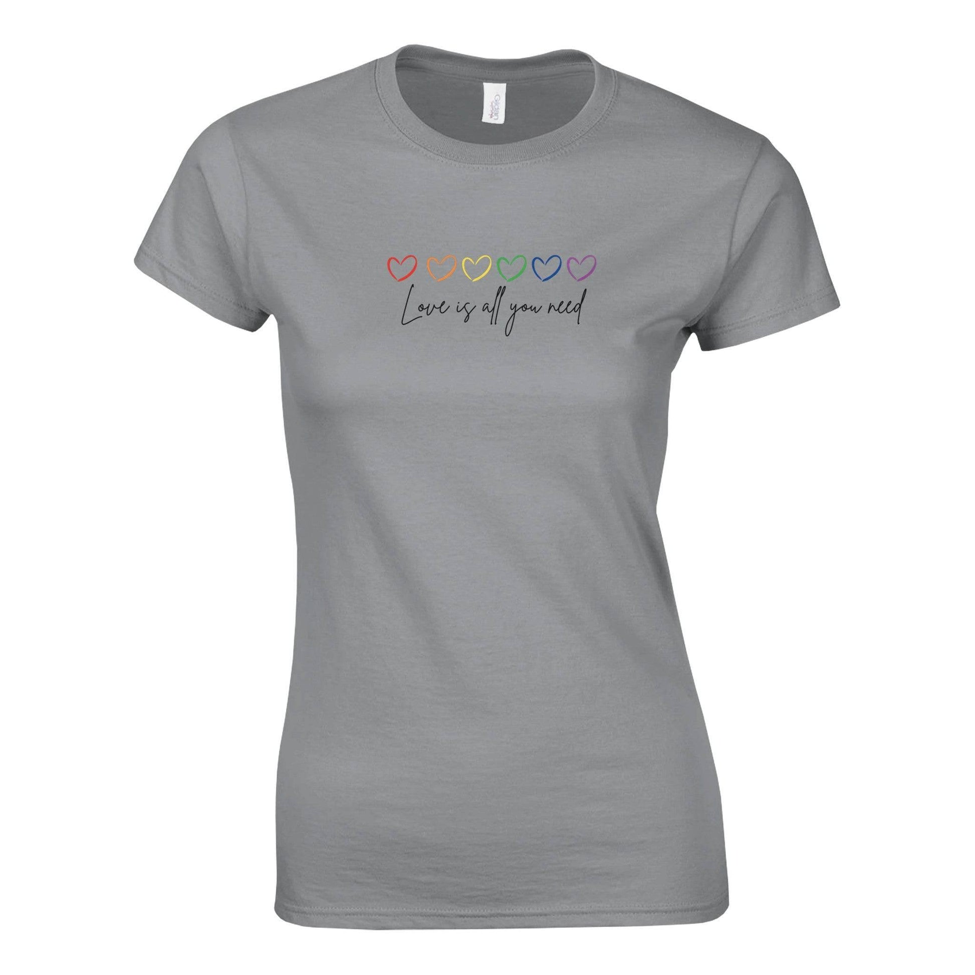 Love Is All You Need Women’s Crewneck T-Shirt – Printed in Canada, Removes Ocean Plastic
