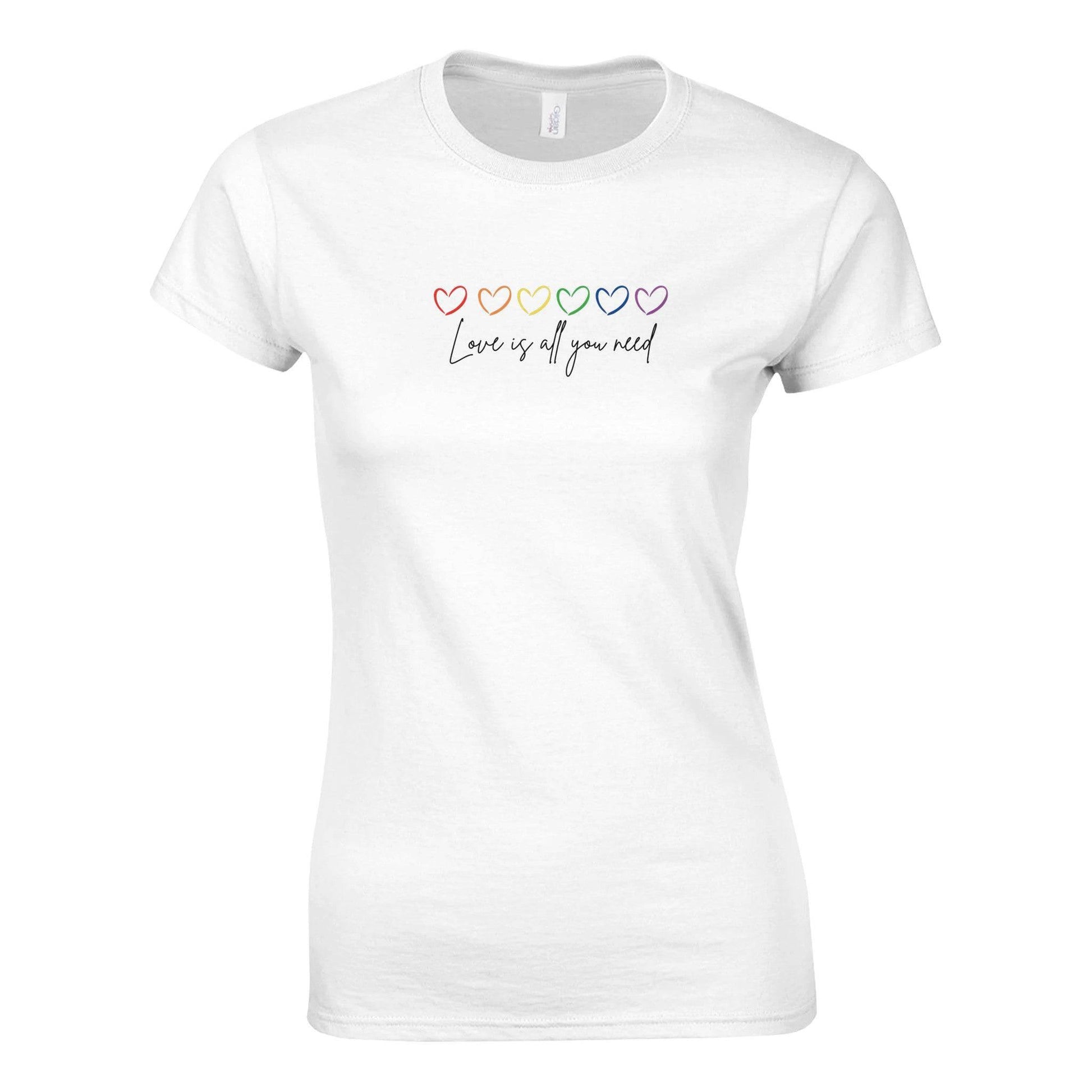 Love Is All You Need Women’s Crewneck T-Shirt – Printed in Canada, Removes Ocean Plastic