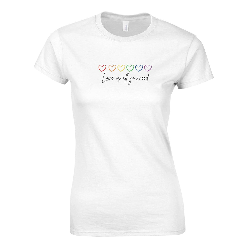 Love Is All You Need Women’s Crewneck T-Shirt – Printed in Canada, Removes Ocean Plastic