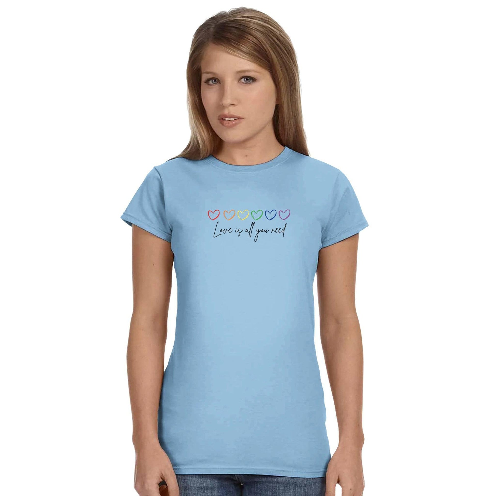 Love Is All You Need Women’s Crewneck T-Shirt – Printed in Canada, Removes Ocean Plastic