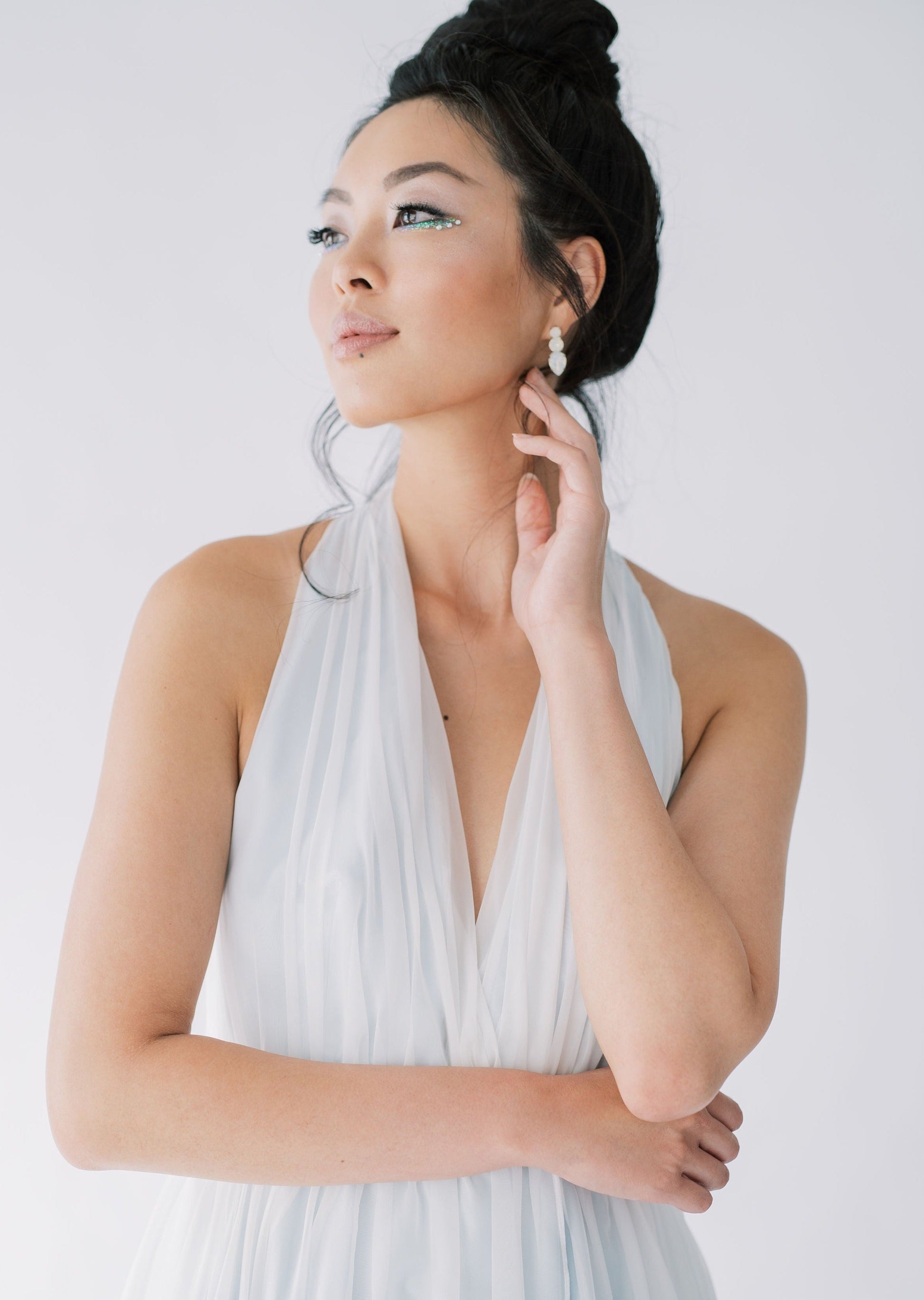 BRAEDYN Pearl Crystal Stud Bridal Earrings