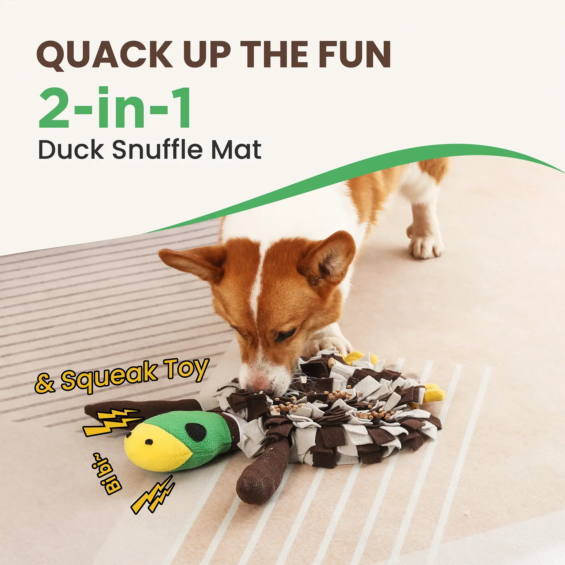 Tapis à renifler pour chiens Squeaky Duck – Jouet 2 en 1 et divertissement de recherche de nourriture