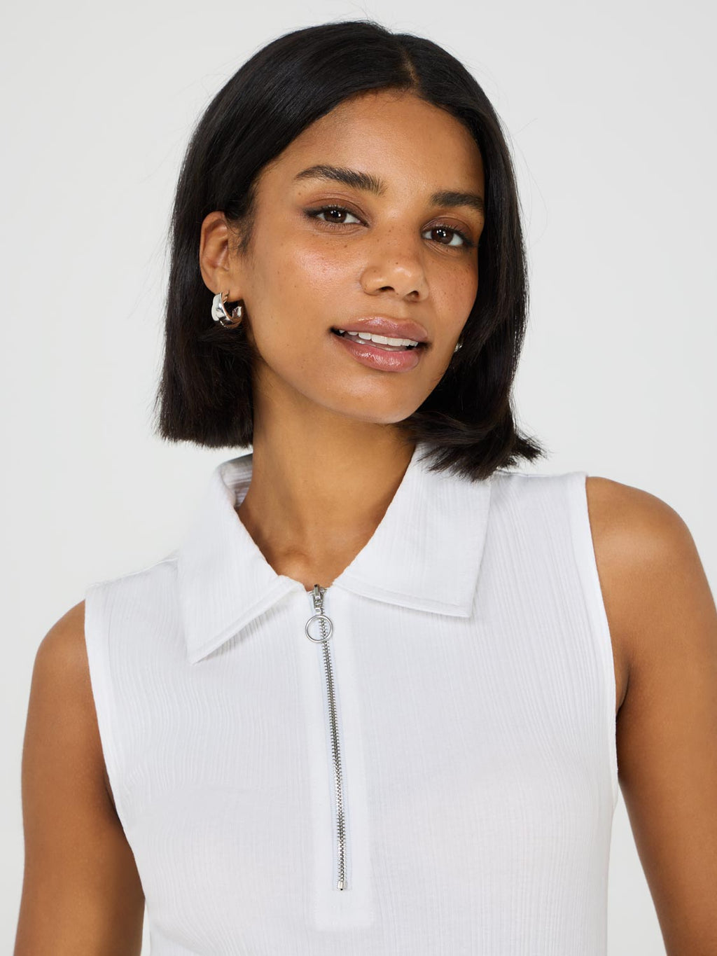 Sleeveless Half-Zip Polo Top