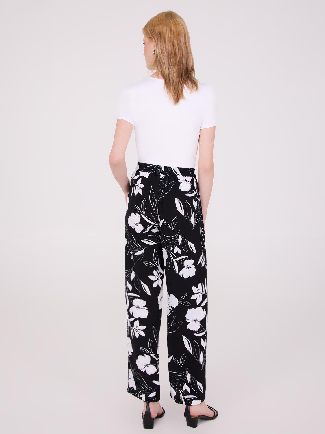 Pantalon large imprimé taille mi-haute