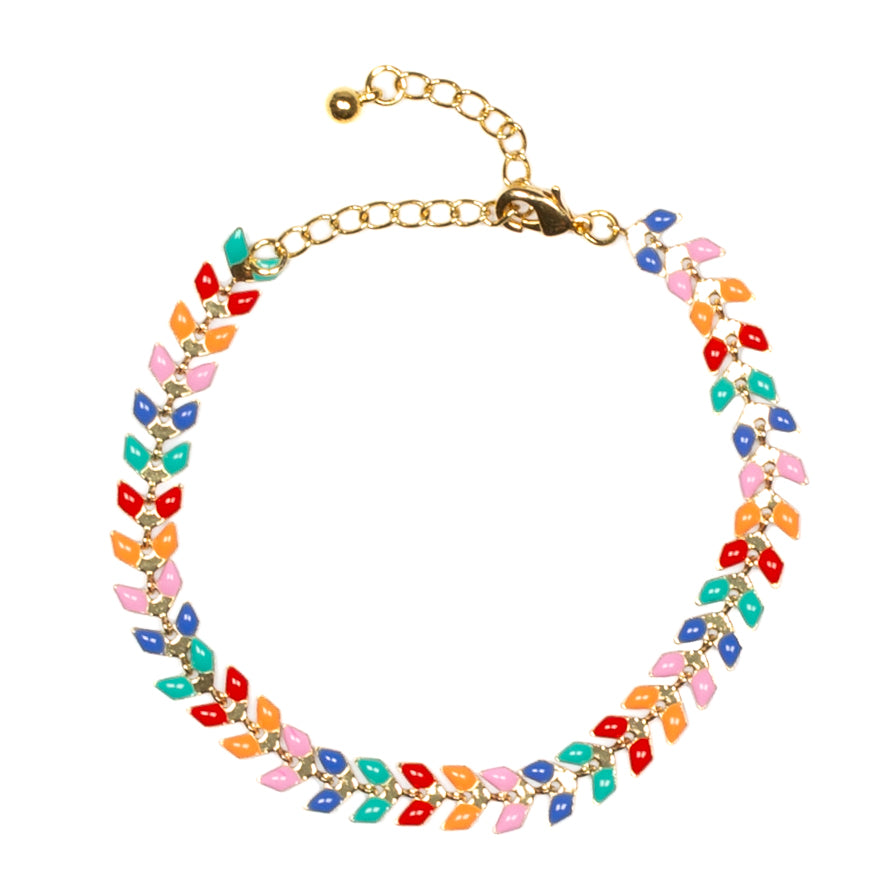 Multicolor Enamel Leaf Bracelet