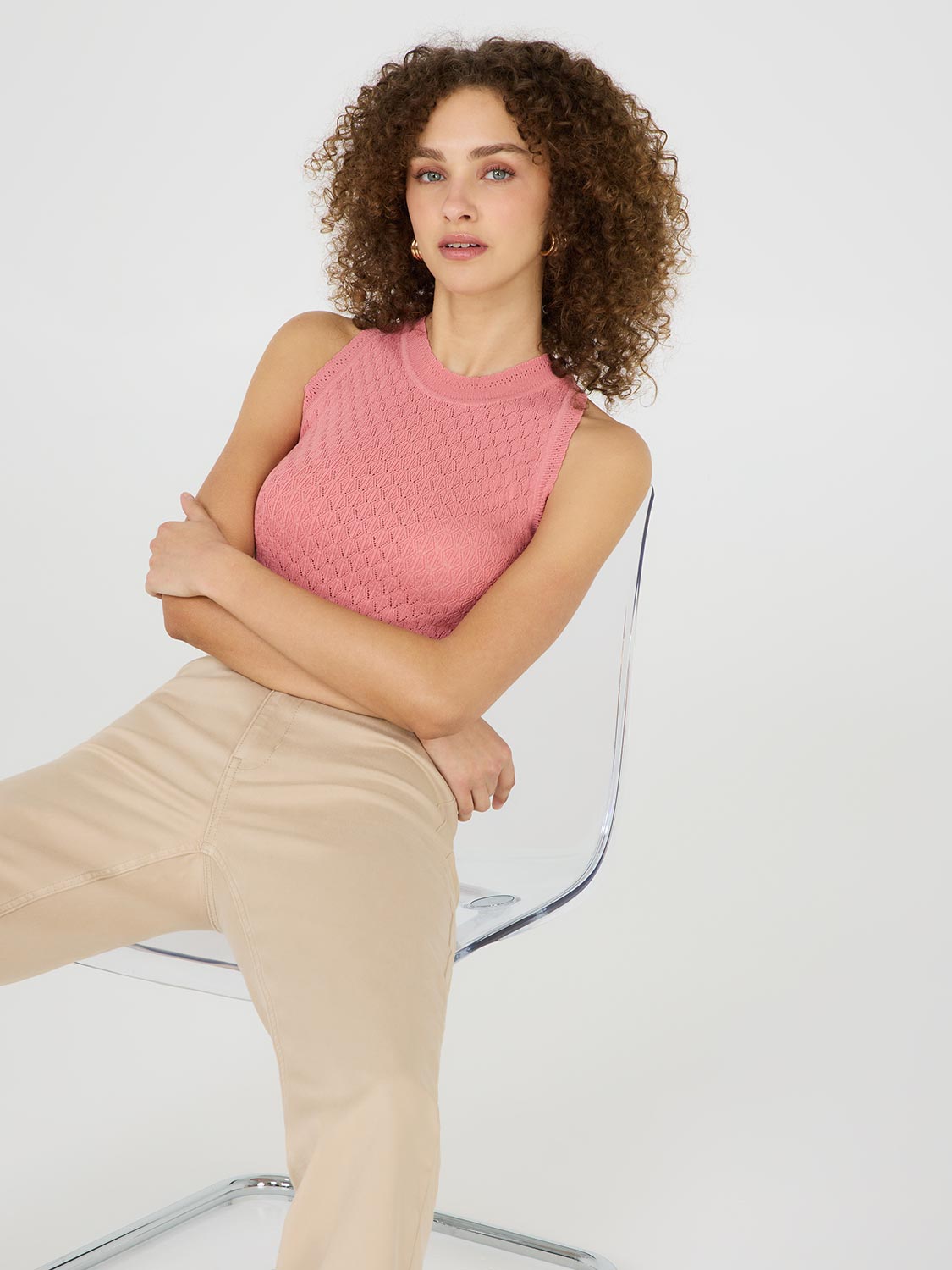 Pantalon droit taille mi-haute en Tencel