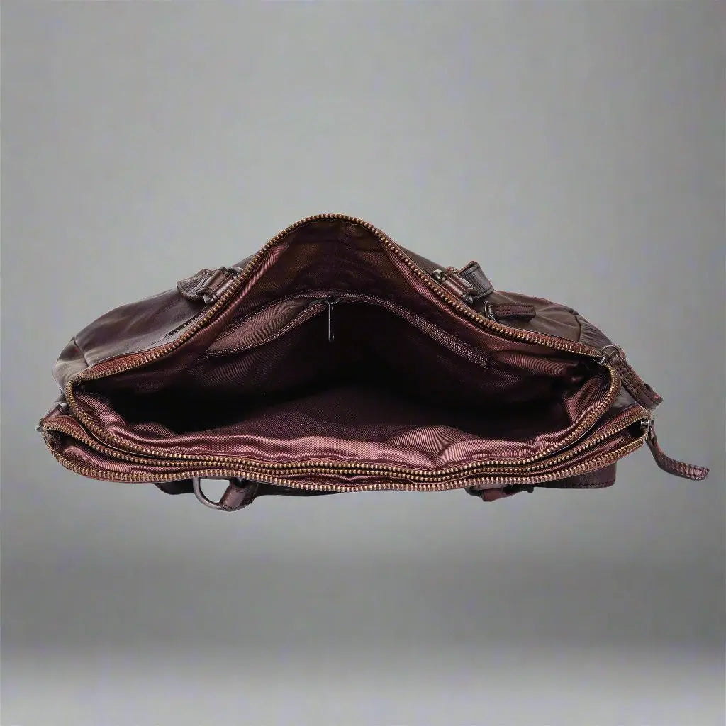 Sac à main en cuir MET avec double poignée et poches avant zippées