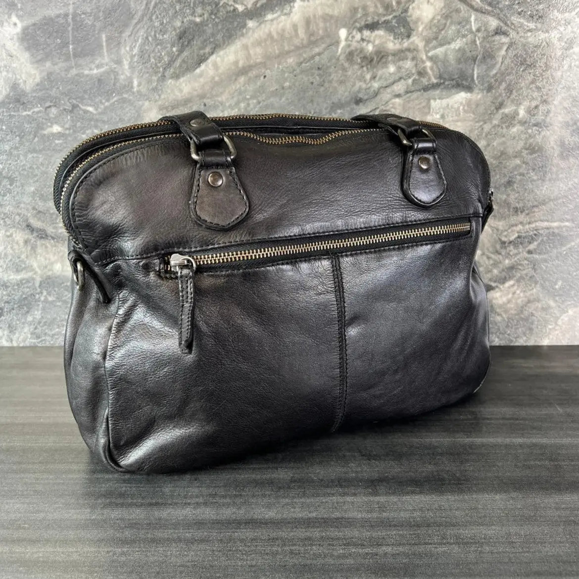 Sac à main en cuir MET avec double poignée et poches avant zippées