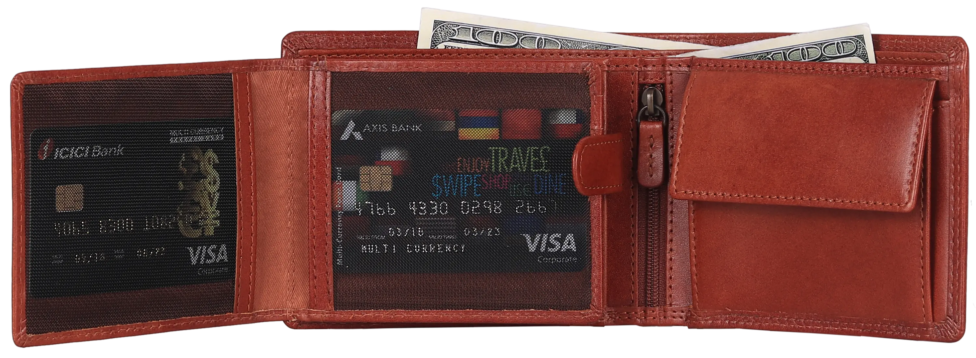 Portefeuille en cuir MET avec poche à monnaie