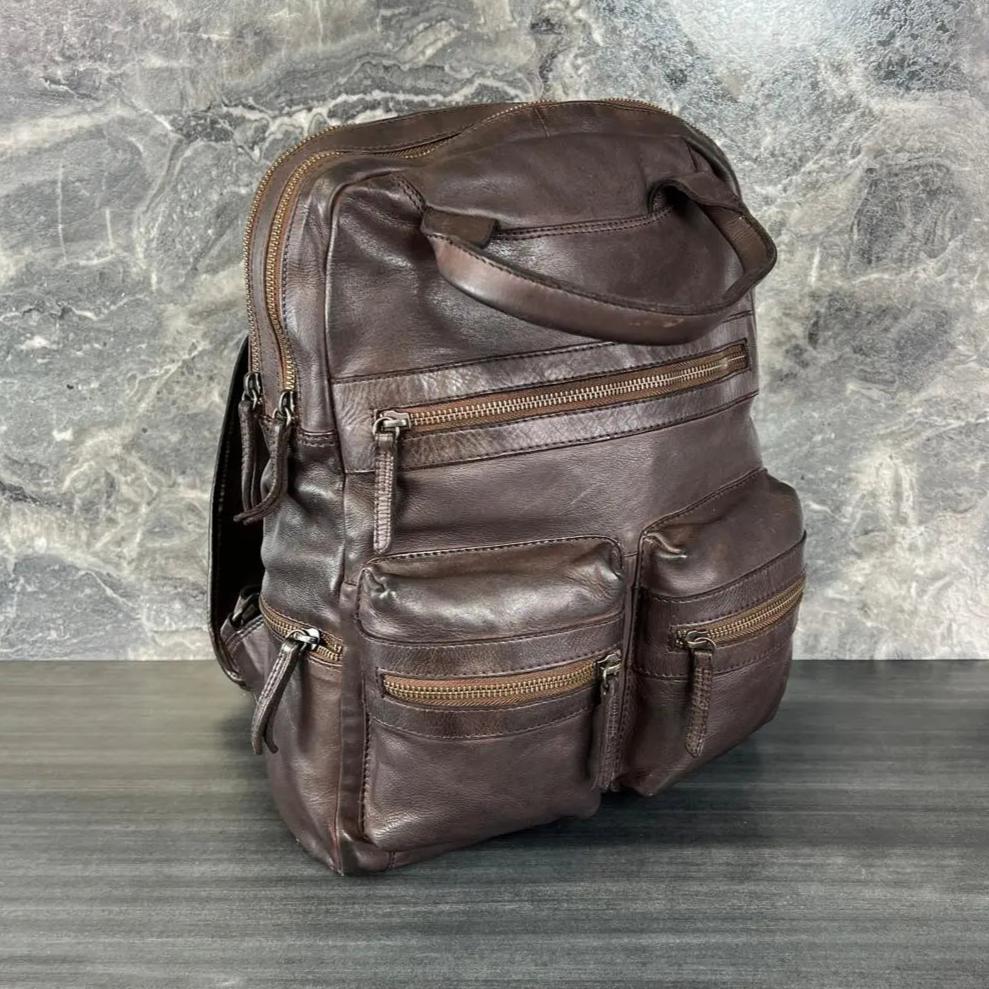 MET Multi-Pocket Leather Backpack with Dual Carry Handles