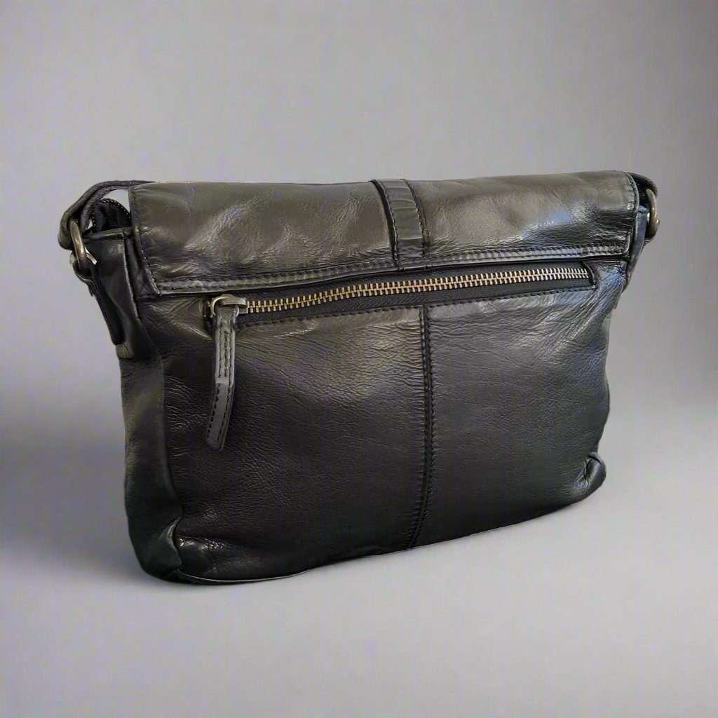 MET Women's Leather Saddle Crossbody Bag with Snap Closure and Tassel