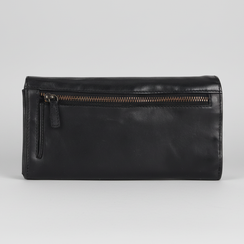 Portefeuille en cuir à languette carrée pour femme BOL