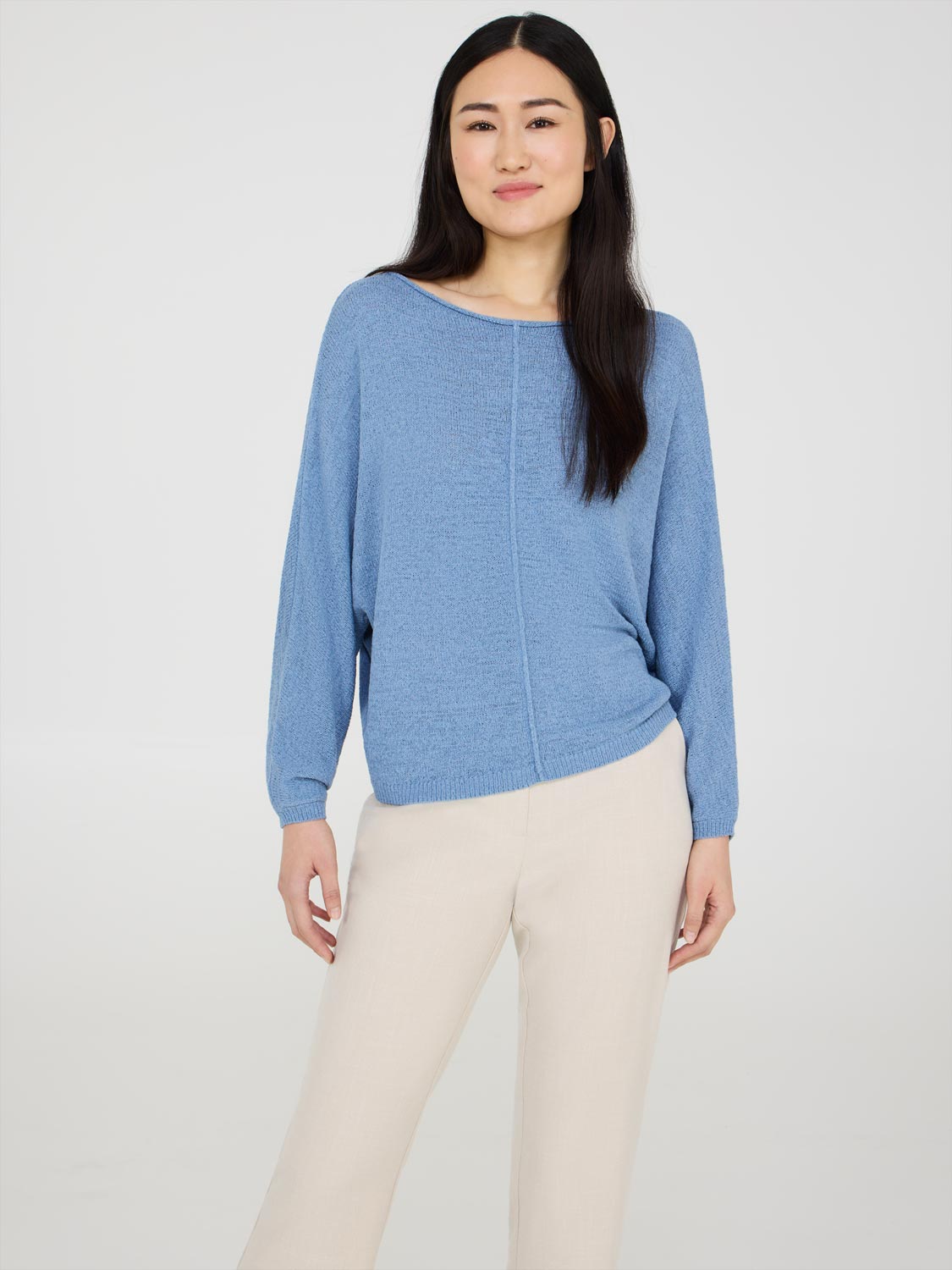 Pull à col bateau et manches dolman