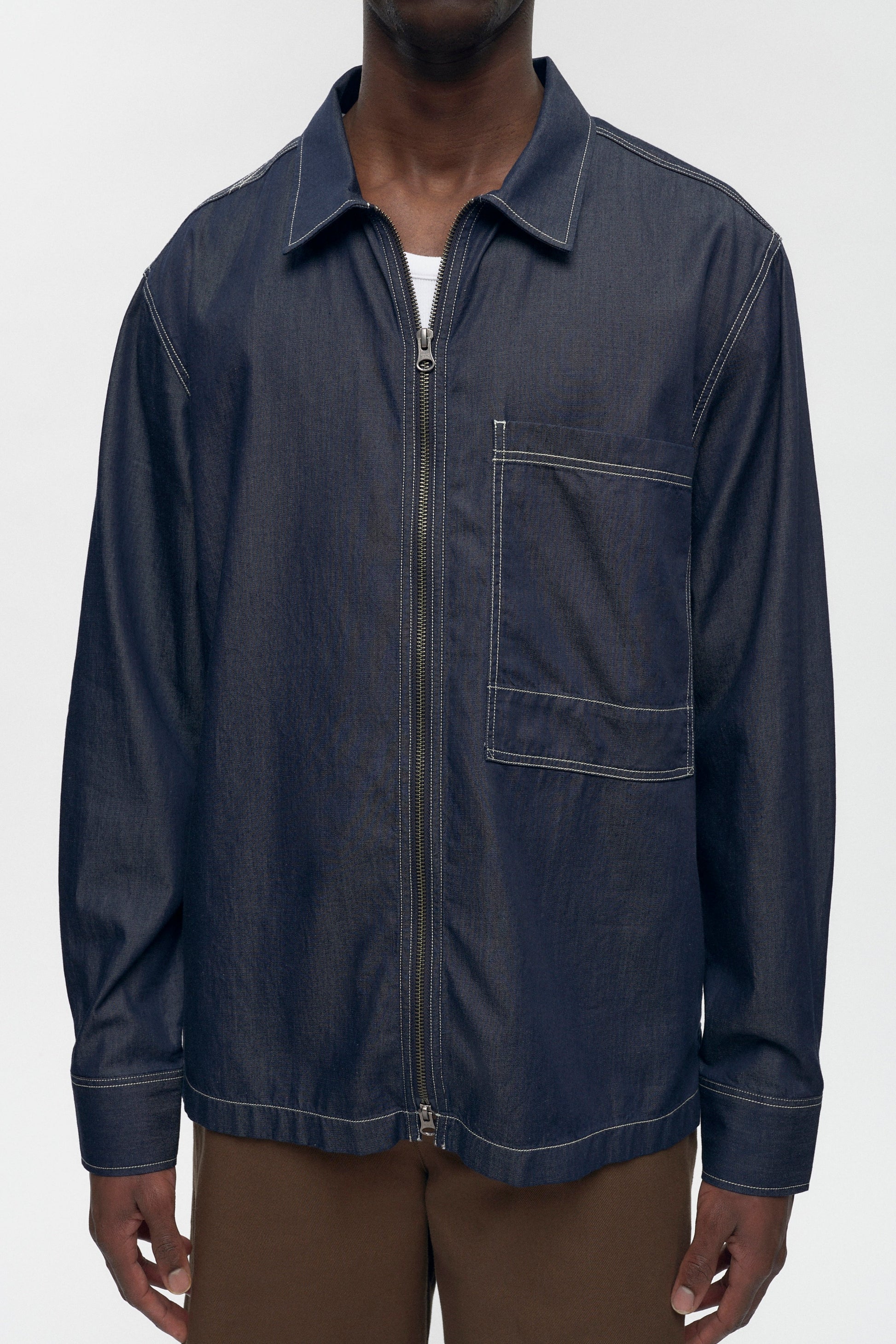 Men's Chambray Full Zip Shirt