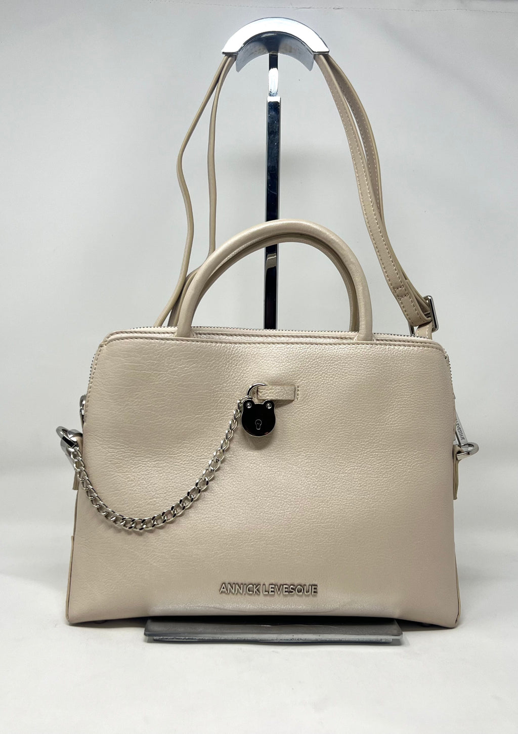 Champagne Leather Handbag, Miranda