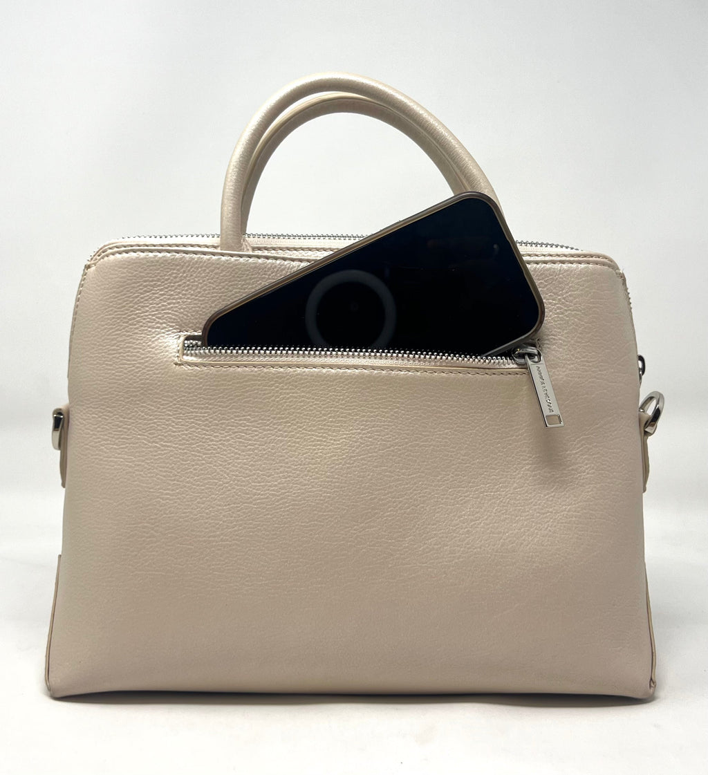 Champagne Leather Handbag, Miranda