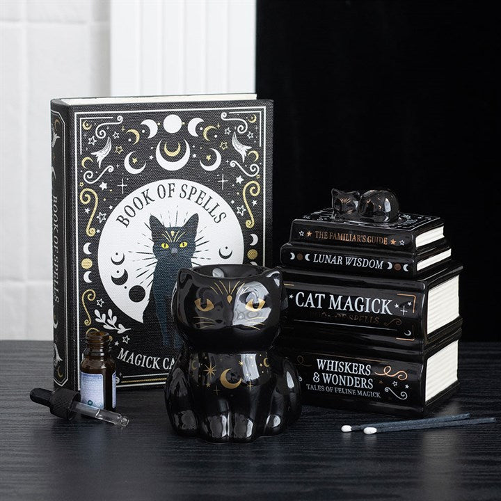 Black Cat Book Stack Wax Burner