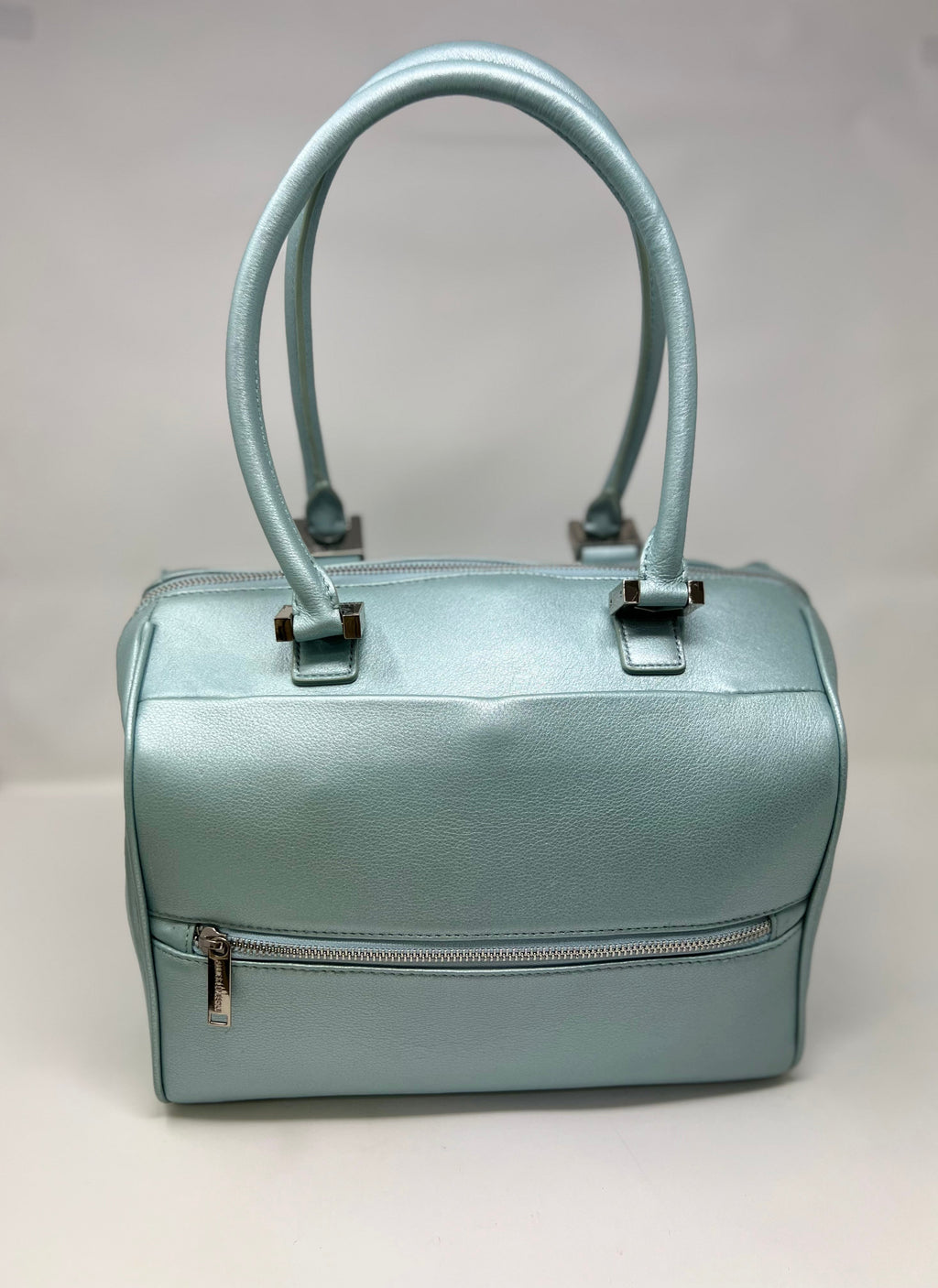 Sac à Main en Cuir véritable Mona moyen, Bleu Céleste