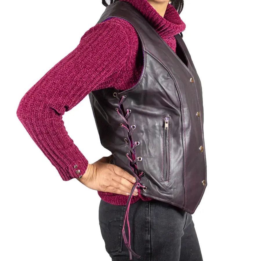Open Road Women's Lace Side Leather Vest