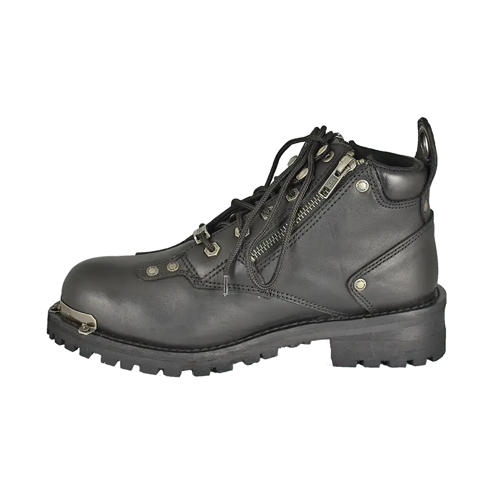 Bottes de moto Milwaukee Leather pour femmes, 6 pouces, à double fermeture éclair