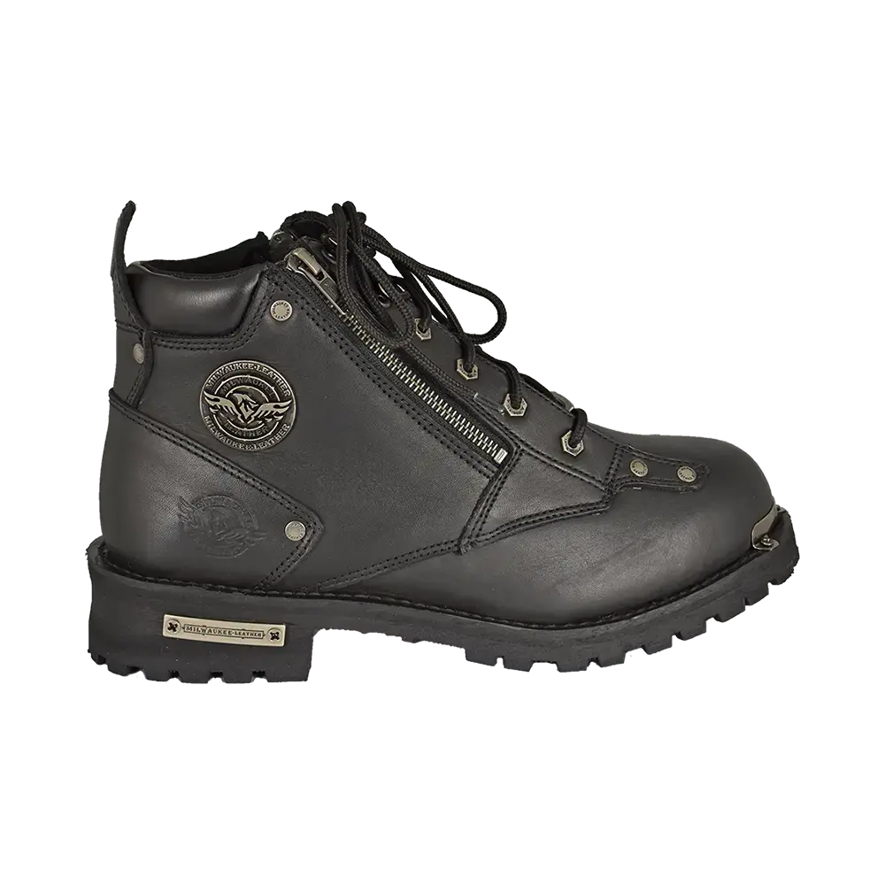 Milwaukee Leather Men's 6" Double Zip Lace Up Motorcycle Boots