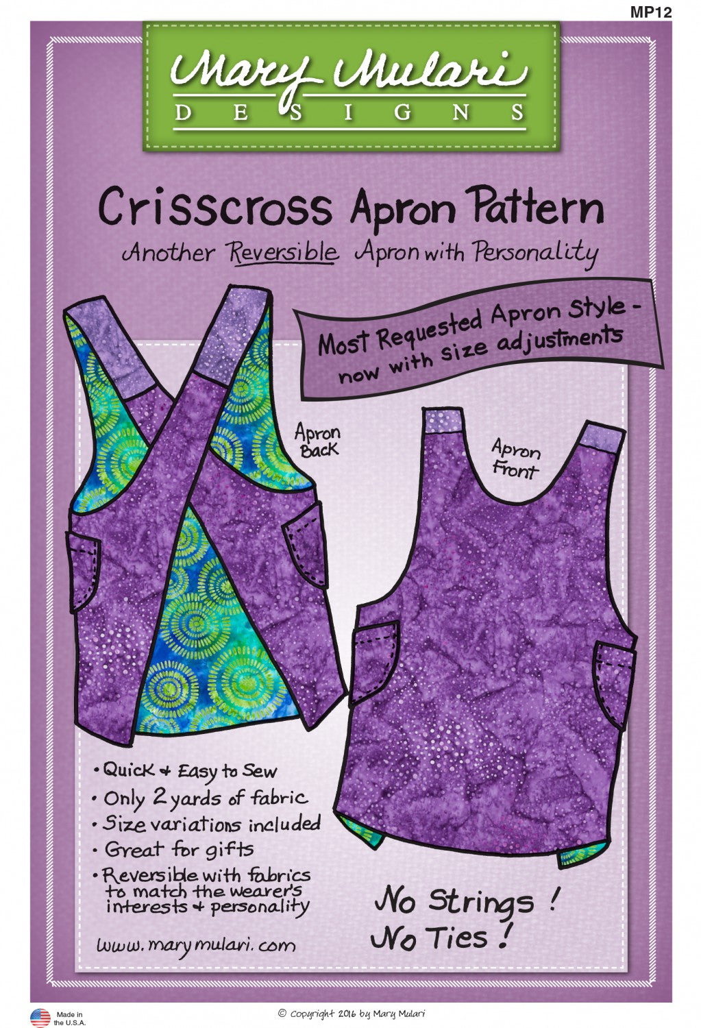 Patron de tablier Criss Cross par Mary Mulari Designs