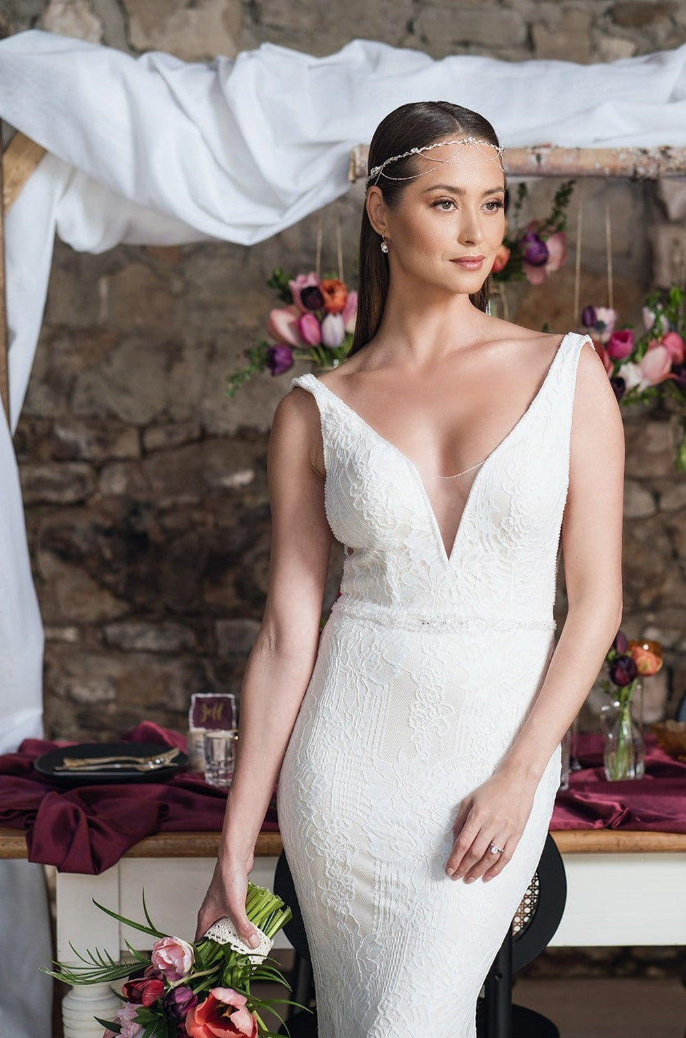 OLYMPIA Crystal Draped Bridal Crown