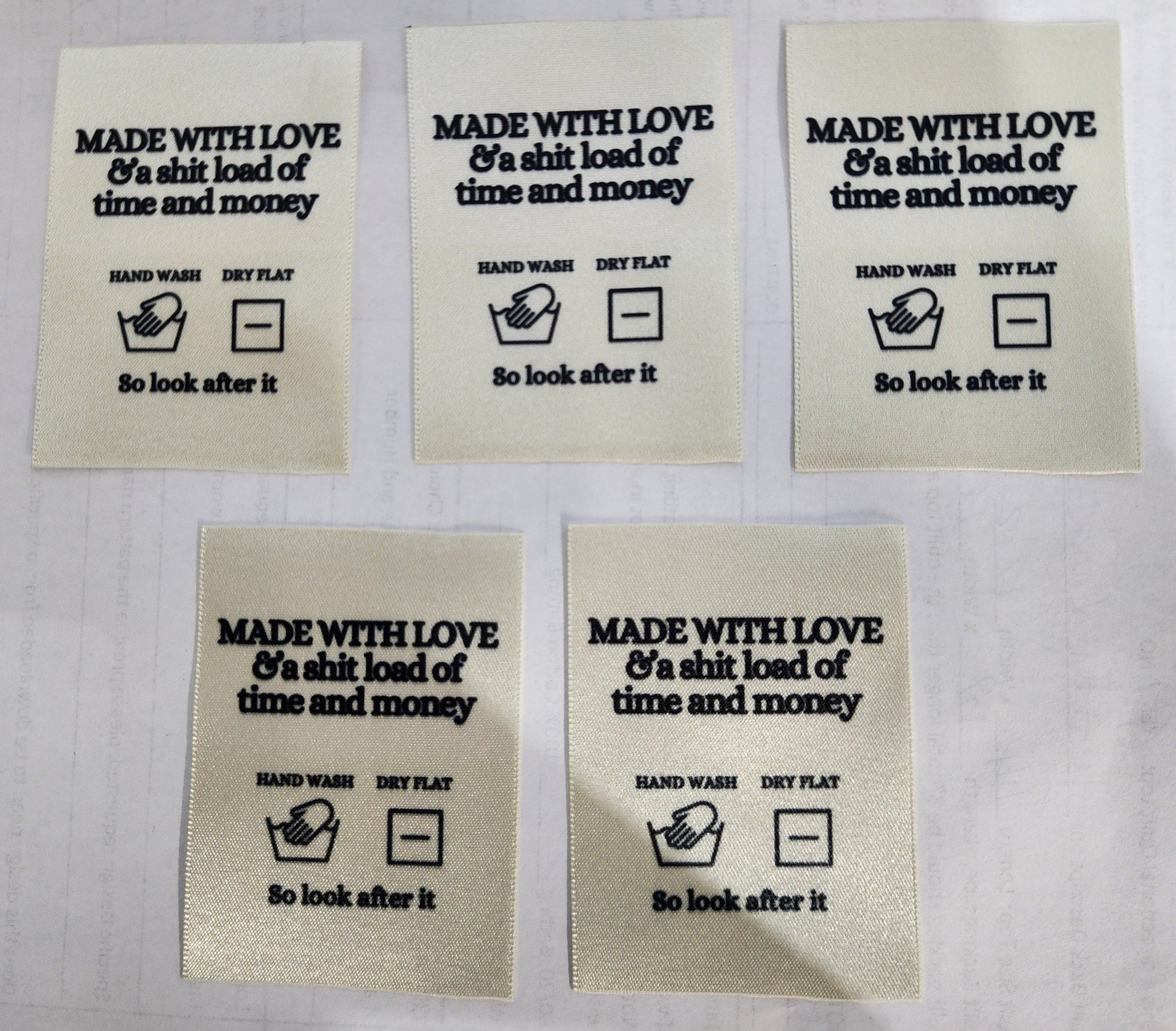 Étiquettes pour courtepointe fabriquées avec amour et beaucoup de temps, 5 par paquet