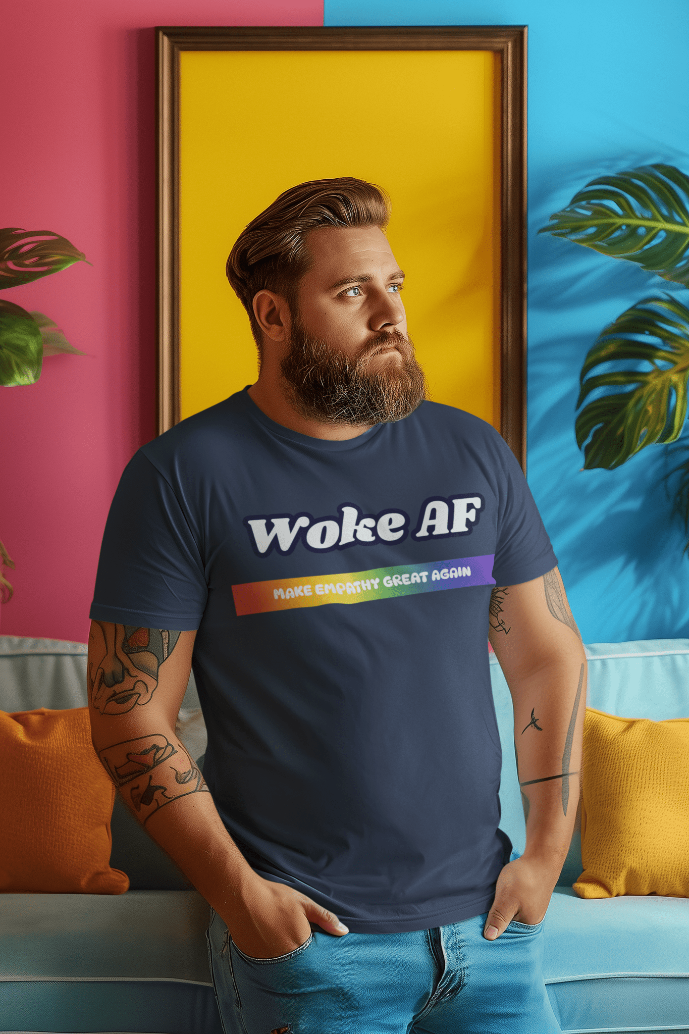 Woke AF Pride Unisex T-Shirt – Printed in Canada, Ocean Cleanup Impact
