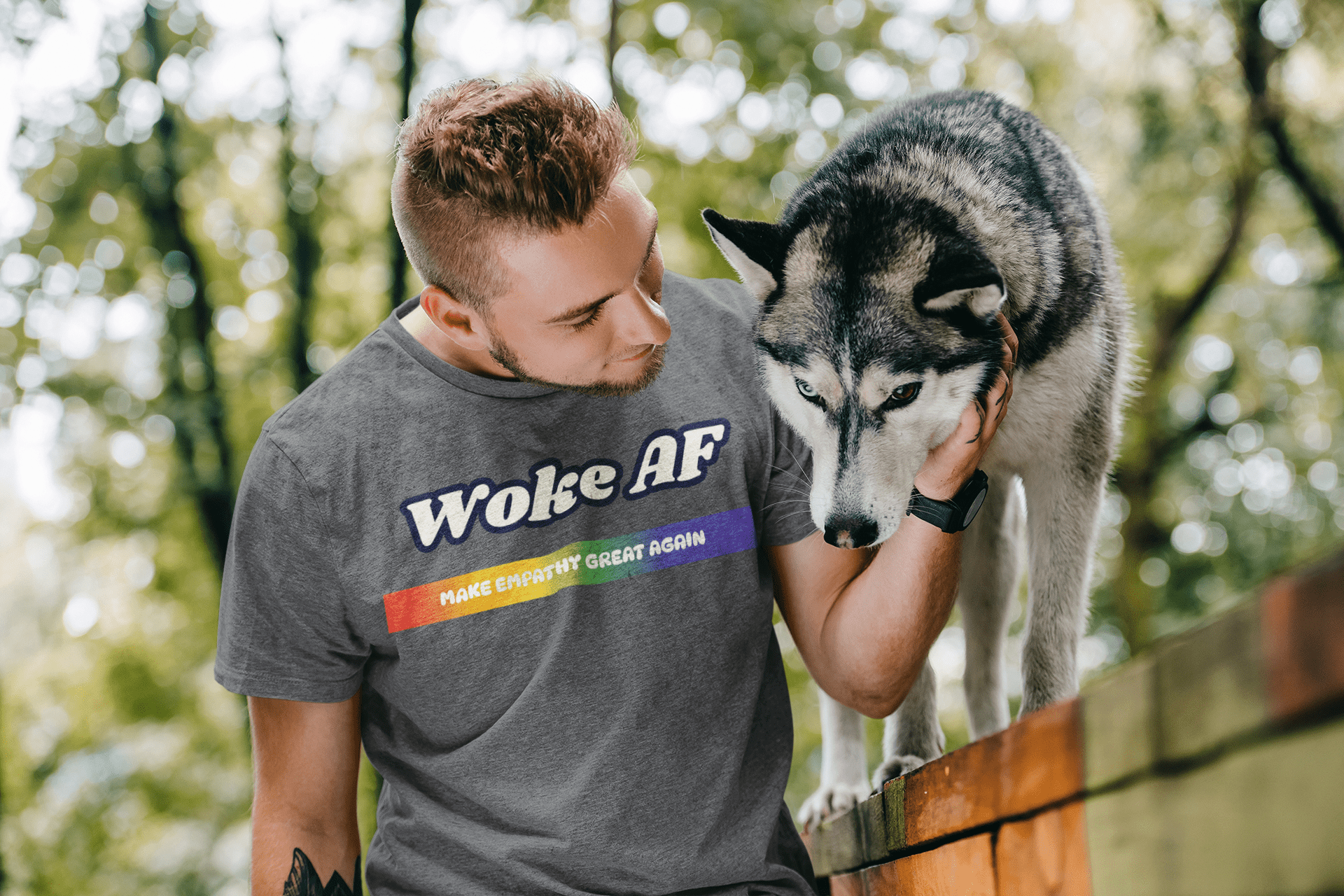 Woke AF Pride Unisex T-Shirt – Printed in Canada, Ocean Cleanup Impact