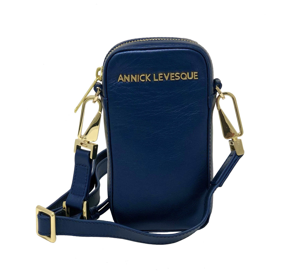 Small Navy Blue Leather Crossbody Bag | Marie-Pierre