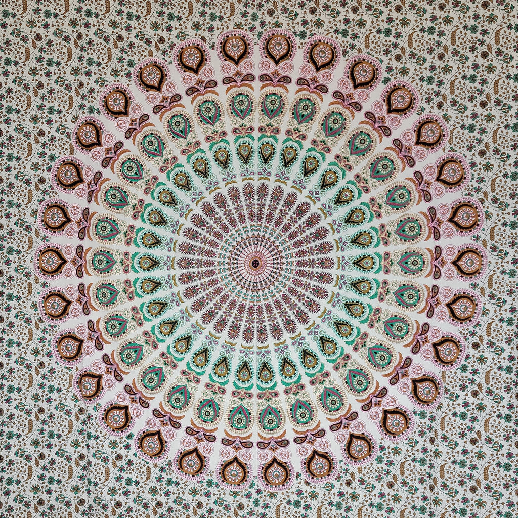 Hand dyed extra large cotton beach throw_printMaroonMandala